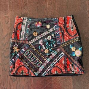 Zara Embroidered Velvet Mini Skirt